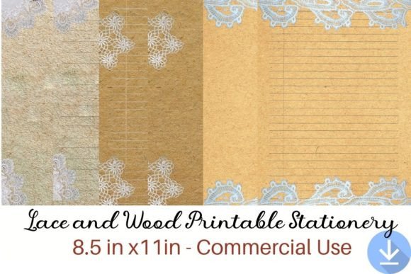 Download Lace and Wood Printable Stationery - Printable Collection