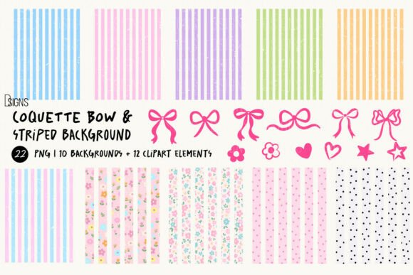 Download Coquette Bow &amp; Striped Background Bundle - Striped background Collection