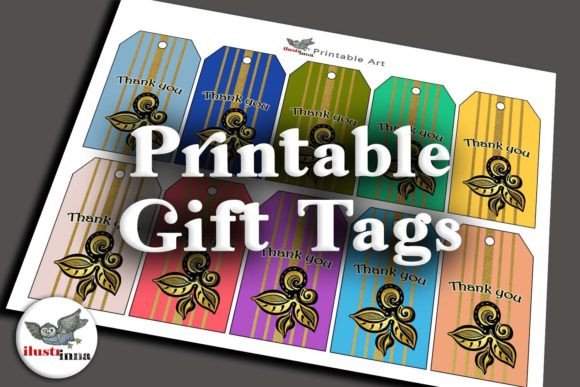 Download Printable Gift Tags with Gold Flowers - Printable Collection