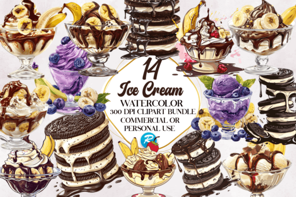 Download Watercolor Ice Cream Clipart Bundle - Premium Resources