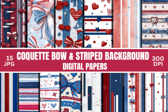 Download Coquette Bow &amp; Striped Background Bundle - Striped background Collection